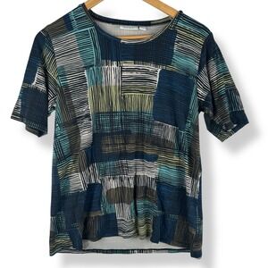 Masai Copenhagen Abstract‎ Top Womens Size Medium Artsy Modern Stretch Blouse
